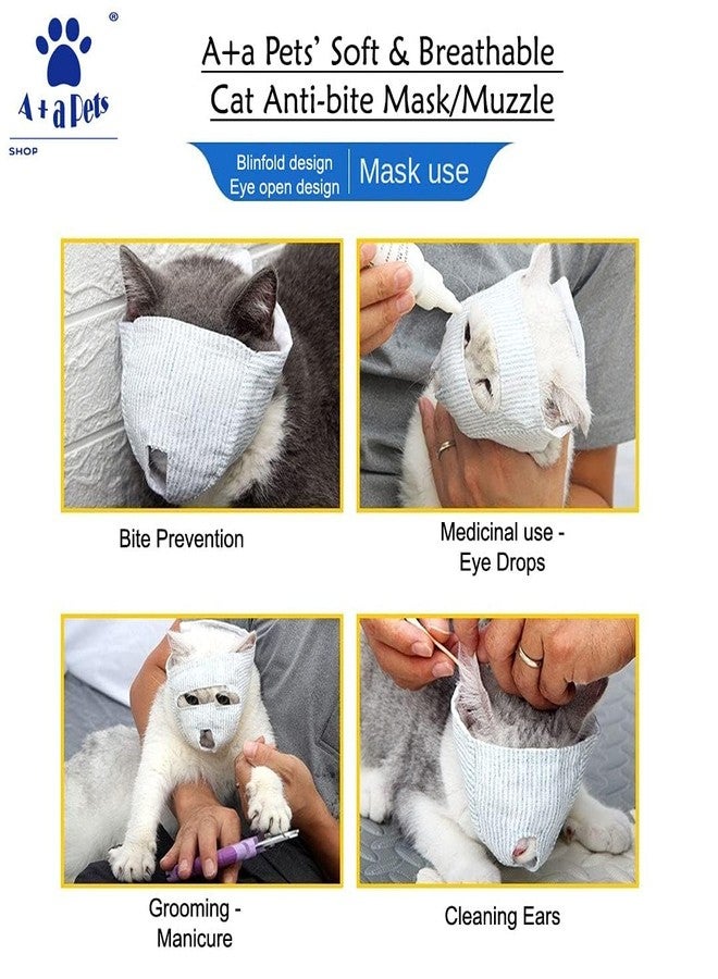 A+a Pets' Soft & Breathable Cat Anti-Bite Mask/Muzzle (Eyes Open, S) - Image 3